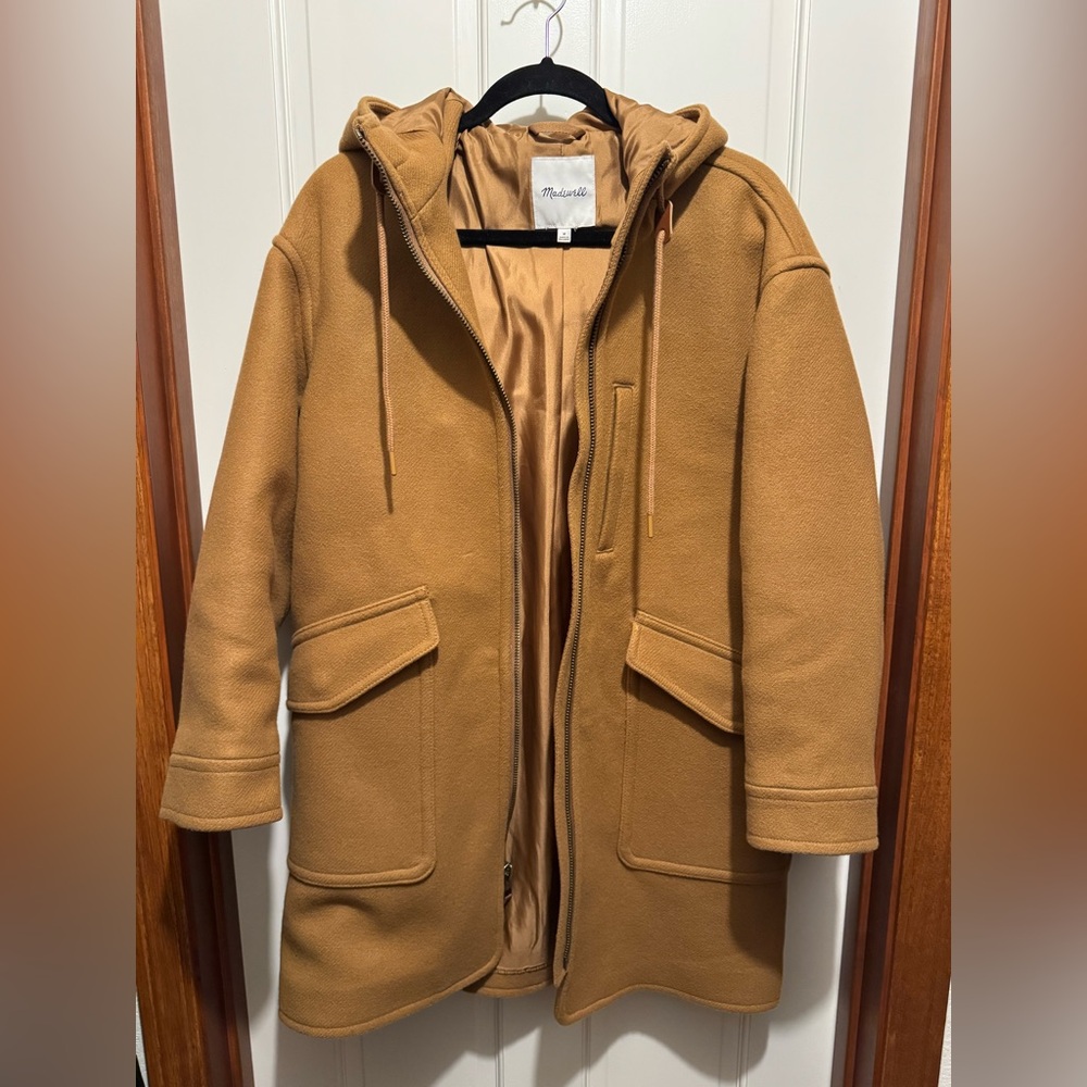 Madewell Camel Hooded Trench Coat